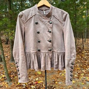 Free People Military Ruffle Jacket in Mocha Mousse Women’s Size XS Boho Band